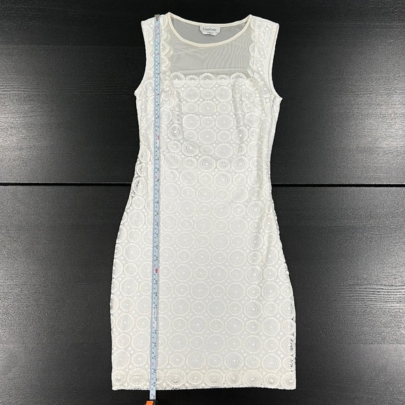 Bebe White Lined Lace Bodycon Mini Dress with Mesh Inserts - XXS - Picture 6 of 7